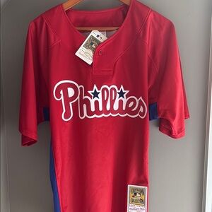 (NEW) Mitchell & Ness Philadelphia Phillies Red Throwback Jersey